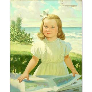 Appraisal: J Clinton Shepherd American - Young Girl Near Ocean Oil