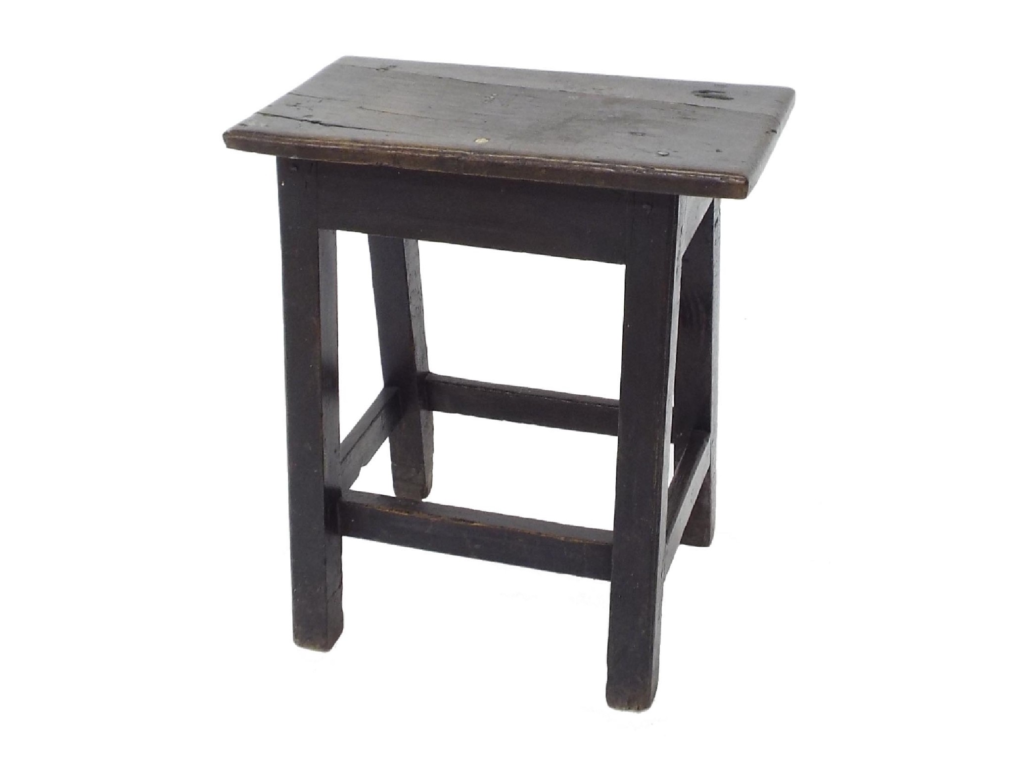 Appraisal: Antique oak joynt stool the plank top over a primitive