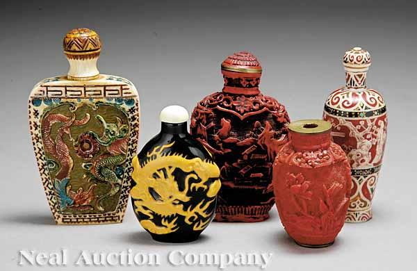 Appraisal: A Group of Five Snuff Bottles probably early-to-mid th c