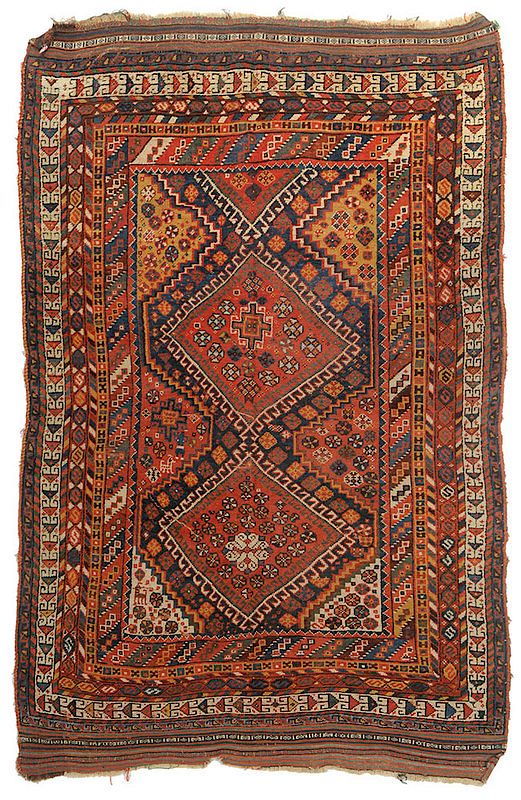 Appraisal: Caucasian Rug early mid th century possibly Kazak hooked edge