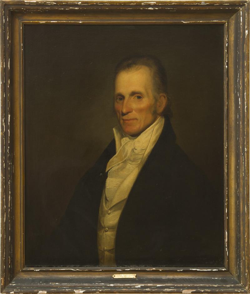 Appraisal: AMERICAN SCHOOL PORTRAIT OF MR BULL Oil on canvas unsigned