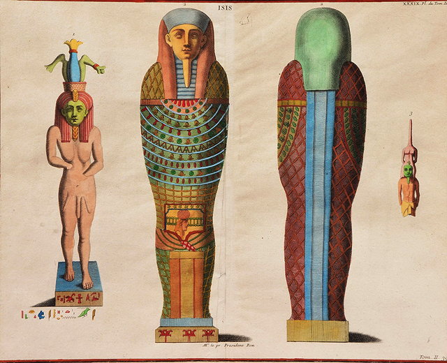 Appraisal: A HAND COLOURED BOOK PLATE of the ancient Egyptian goddess