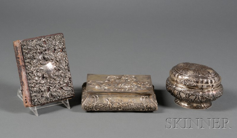 Appraisal: Two Continental Silver Boxes late th century comprising an oval