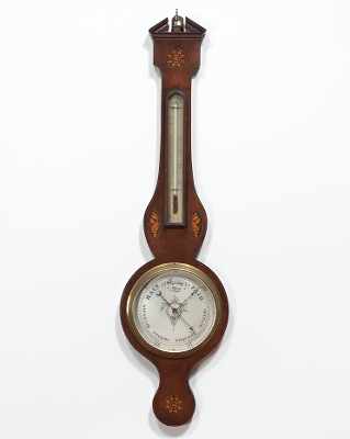 Appraisal: Inlaid Mahogany Veneer Wheel Barometer th Century English Mahogany case