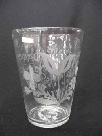 Appraisal: Stiegel-type Glass Engraved Vase tulipdecor - '' late th century