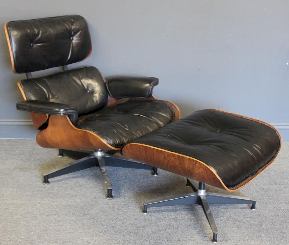 Appraisal: MIDCENTURY Charles and Ray Eames Rosewood Lounge Chair and Ottoman