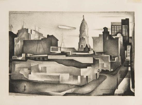 Appraisal: Benton Spruance - changing city lithograph signed and titled in