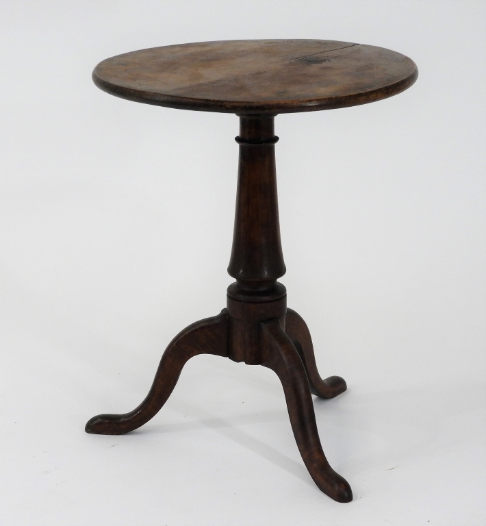 Appraisal: C NEW ENGLAND TIGER MAPLE CANDLESTAND United States th CenturyRound