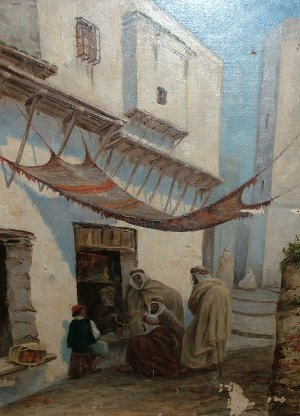 Appraisal: Fortonio early th Century- North African street scene depicting men