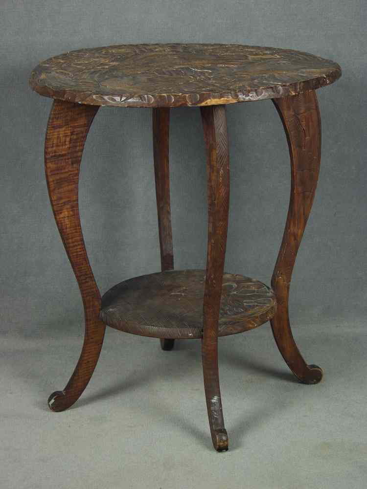 Appraisal: LAMP TABLE - th c hand carved two tier lamp