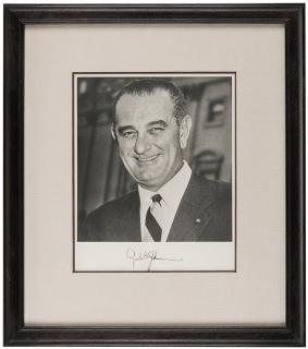 Appraisal: Johnson Lyndon B Signed Photograph Signed in the margin x