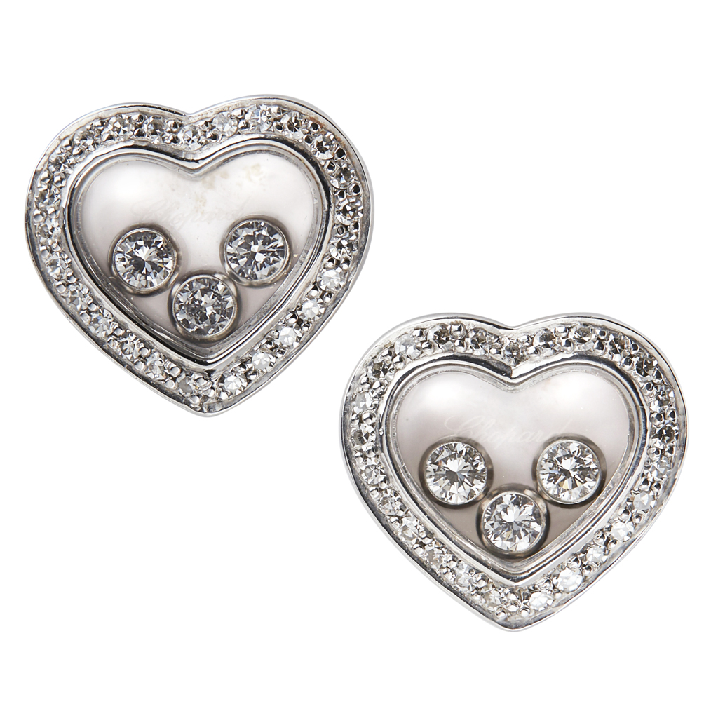 Appraisal: CHOPARD - A pair of 'Happy Diamonds' earringseach modelled as