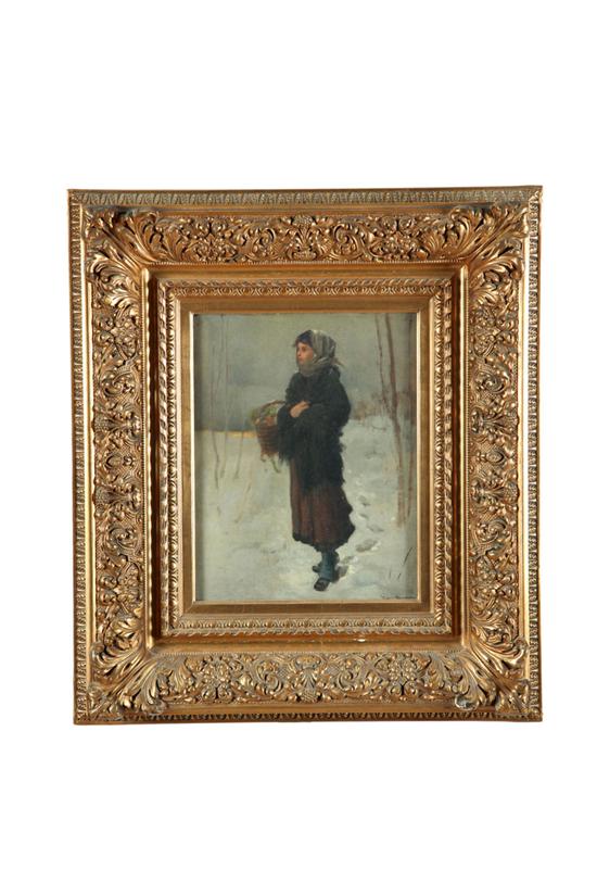 Appraisal: GIRL CARRYING BASKET EUROPEAN ND HALF- TH CENTURY Oil on