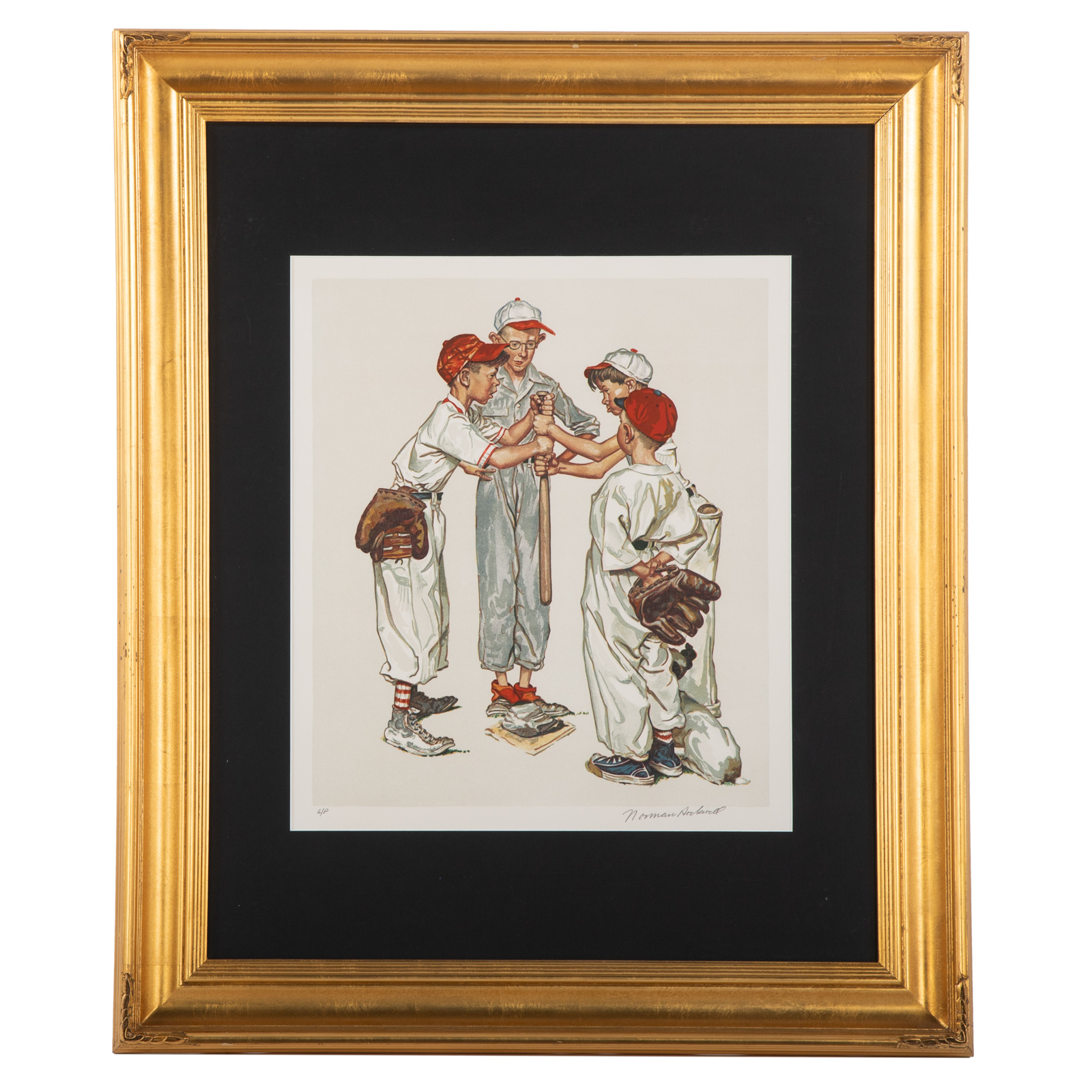 Appraisal: NORMAN ROCKWELL BASEBALL LITHOGRAPH American - Artist proof pencil signed