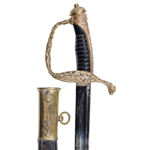 Appraisal: A French model naval officer's sword and scabbard blade cm