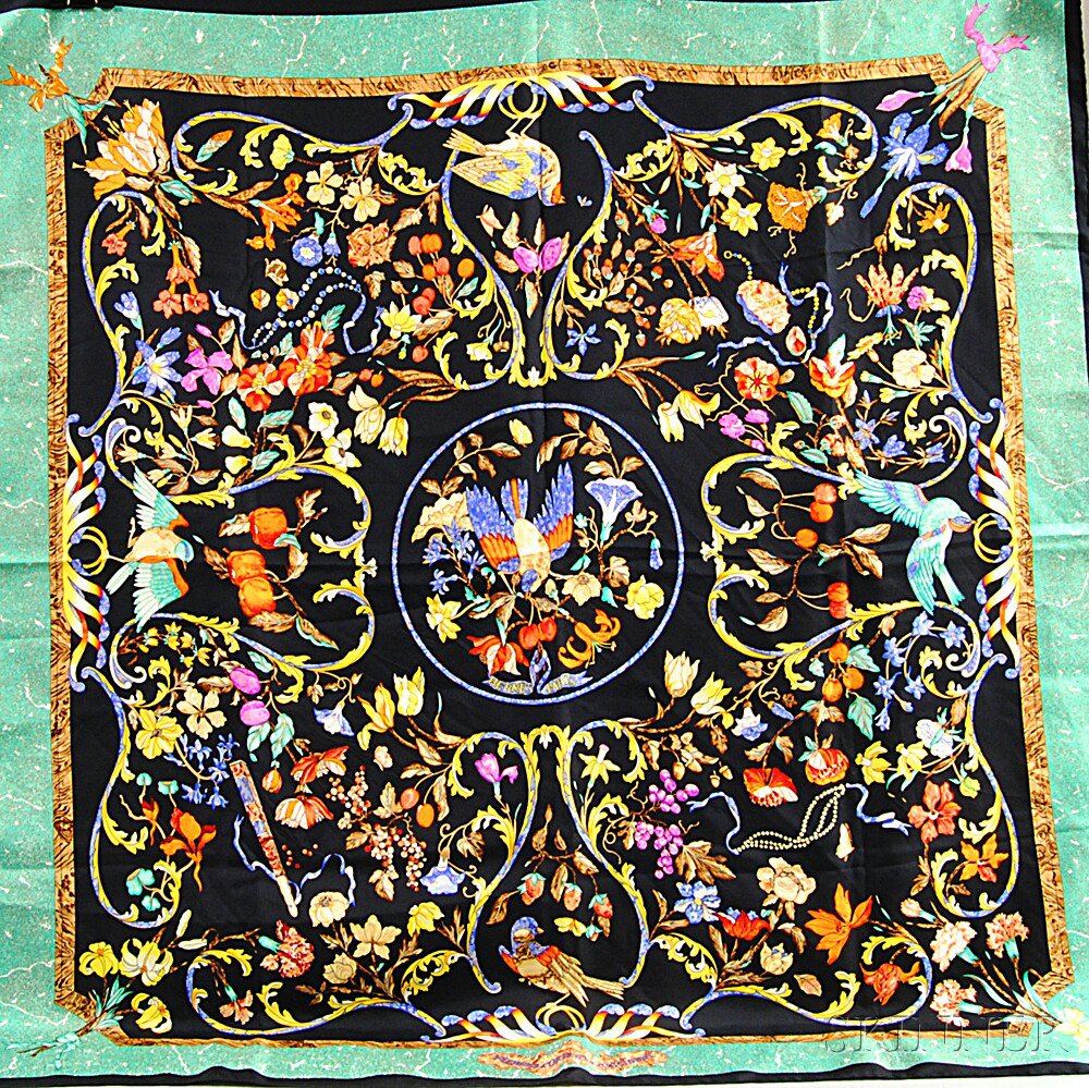 Appraisal: Hermes Pierres d'Orient et d'Occident Silk Scarf decorated allover with