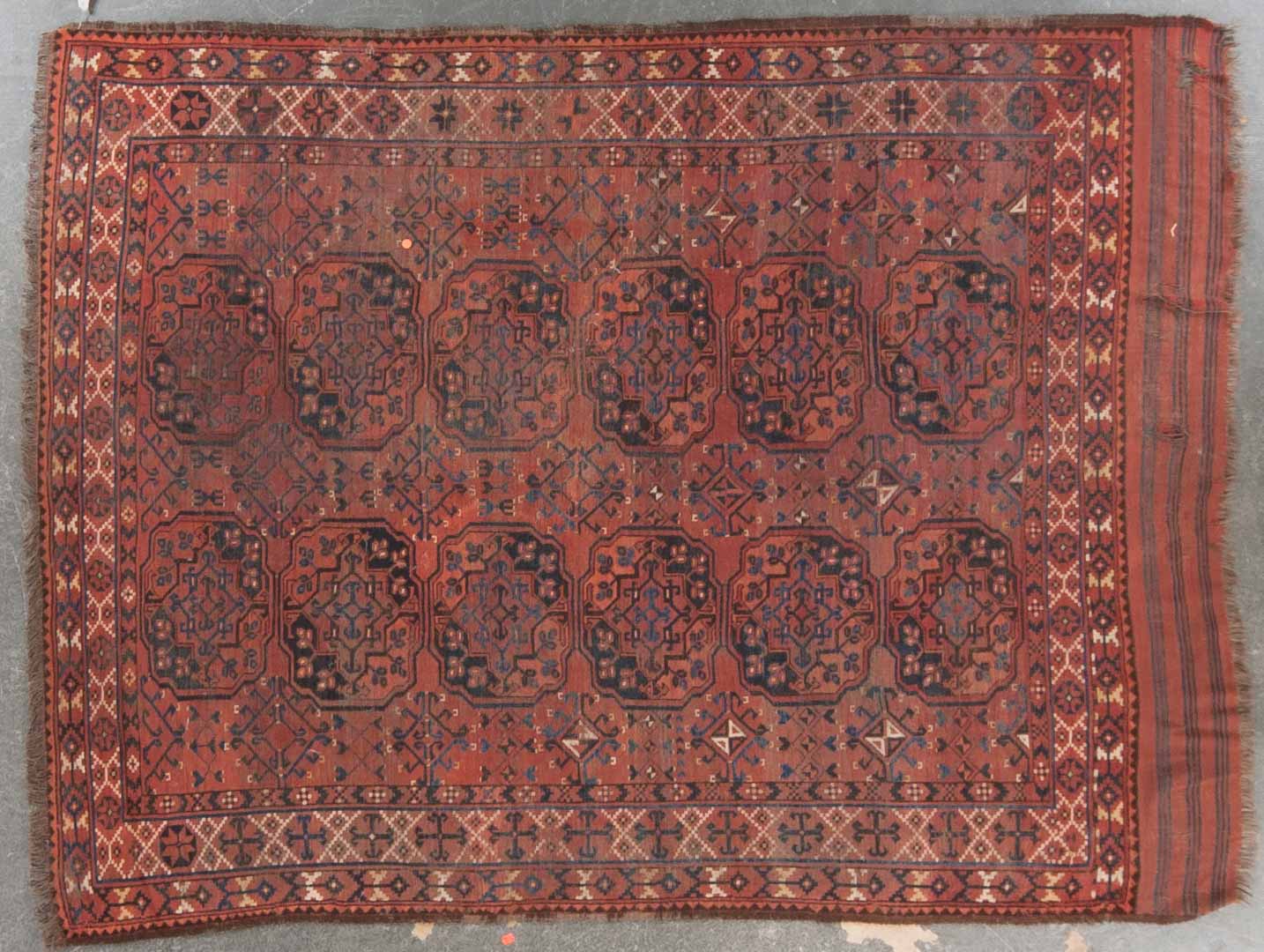 Appraisal: Antique Afghan Bohkara rug approx x Afghanistan circa Condition Worn