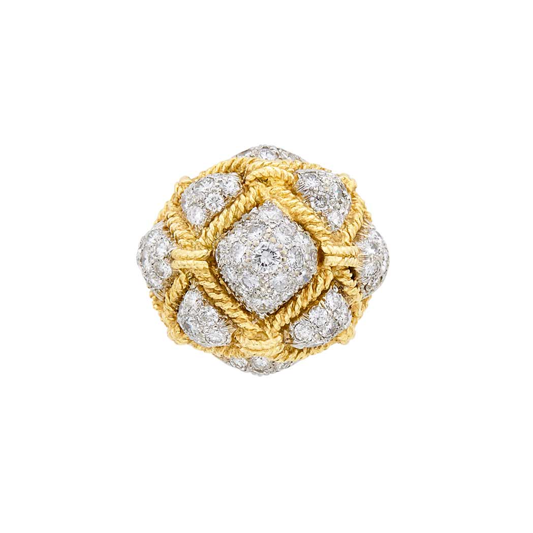 Appraisal: Two-Color Gold and Diamond Dome Ring Hammerman Bros kt yellow