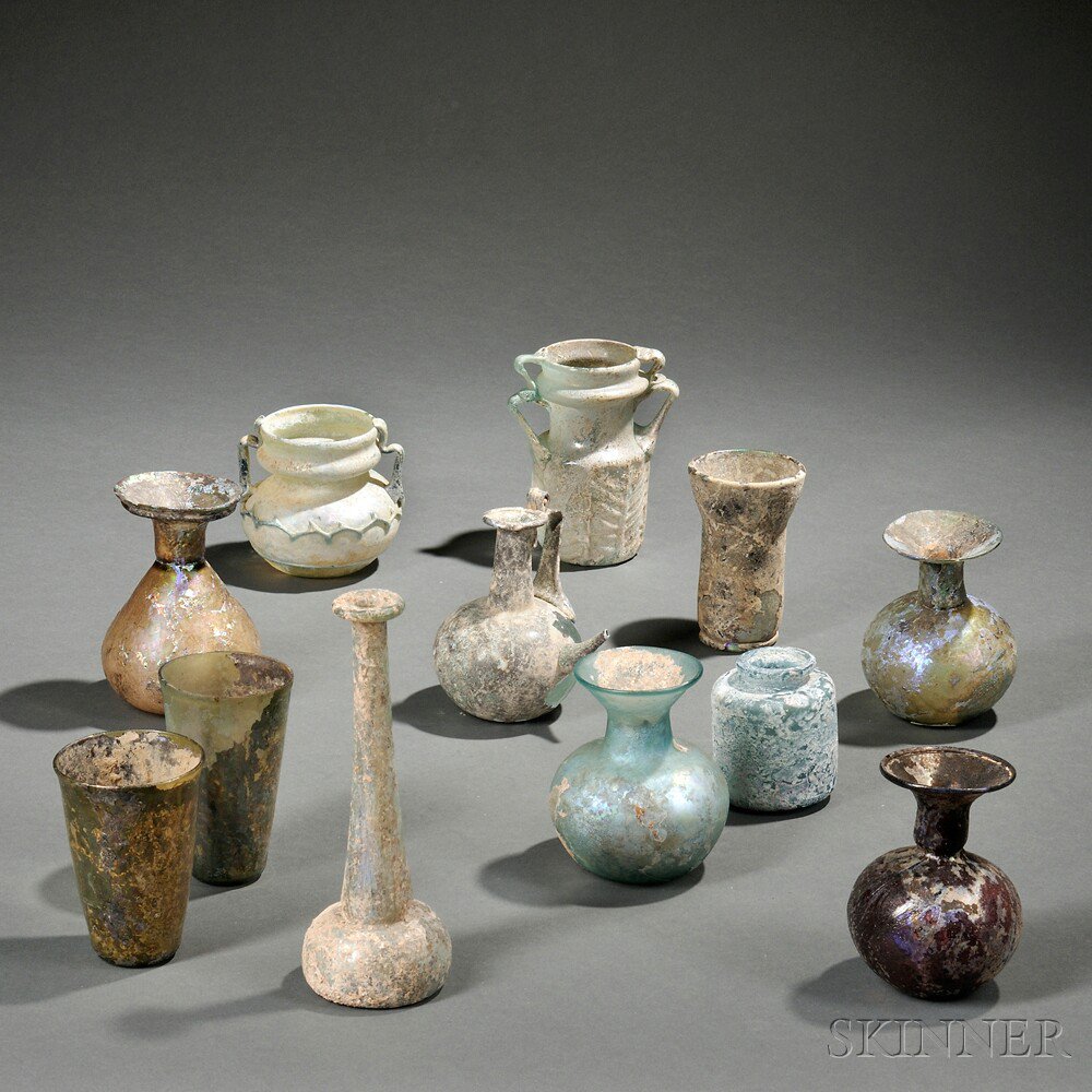 Appraisal: Twelve Roman-style Glass Vessels Syro-Palestine-style st- th century A D