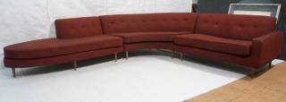 Appraisal: pc Wine Fabric Modernist Sectional Sofa Seating Curved form One