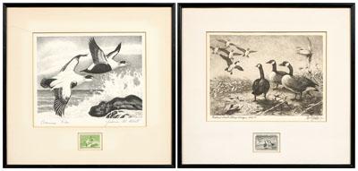 Appraisal: Two Federal duck stamp prints American Eider with stamp signed