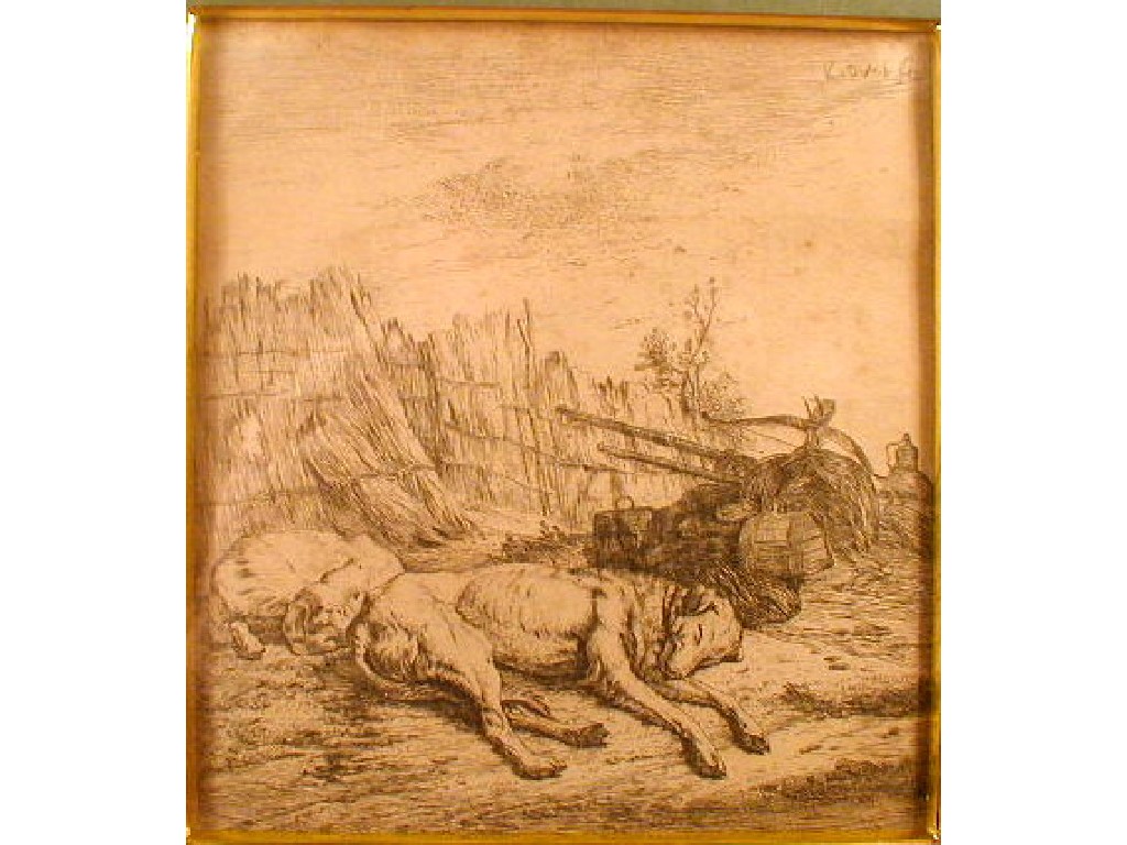 Appraisal: After Karel Dujardin - The Hunting Dogs Etching third state