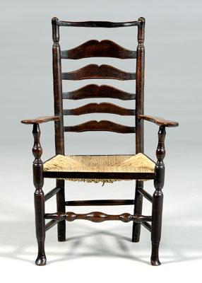 Appraisal: British slat-back open armchair ash and other mixed hardwoods fine