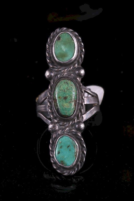 Appraisal: Old Pawn Carico Lake Turquoise Tri Stone Ring For your