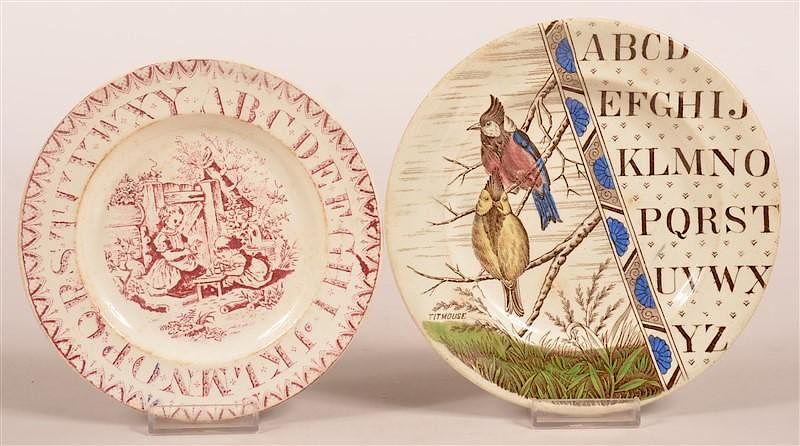 Appraisal: Two Transfer Decorated Alphabet Plates Two Transfer Decorated Ironstone China