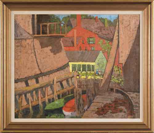 Appraisal: Yarnall Abbott American - oil on canvas titled Drydock Rockport