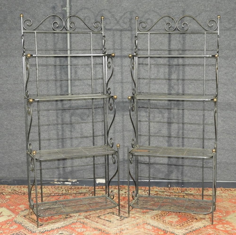 Appraisal: PR French Wrought Iron Fashionable Baker's Racks France th Century