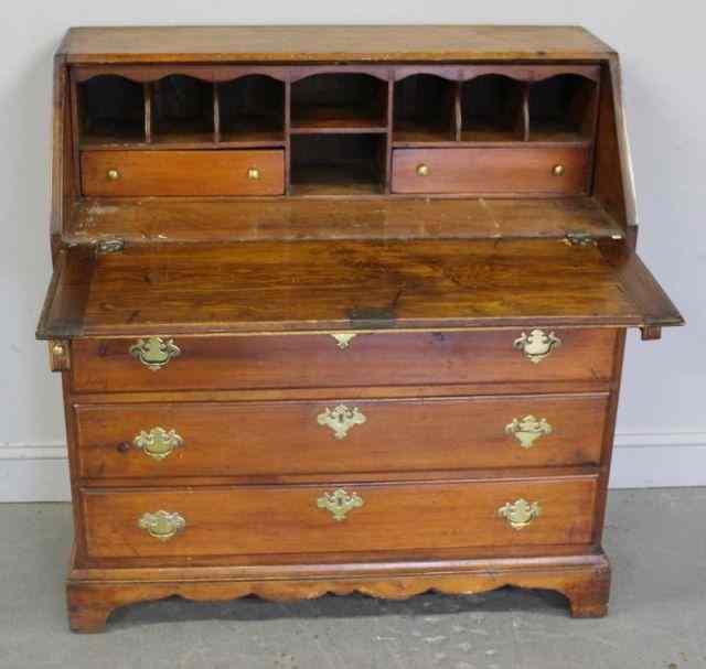 Appraisal: th Century American Pine Slant Front BracketBase Desk From a