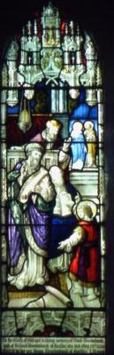 Appraisal: A STAINED GLASS WINDOW BY KAYLL CO depicting Christ with