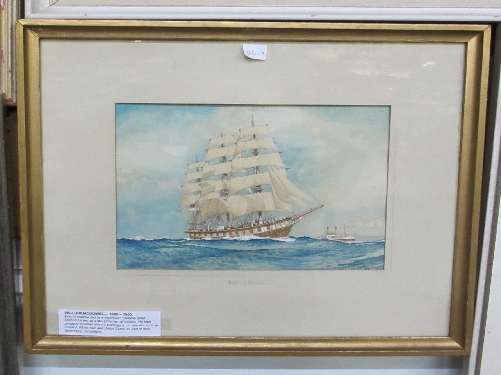 Appraisal: WILLIAM McDOWELL Watercolour 'Soundings' signed and dated recto and labelled