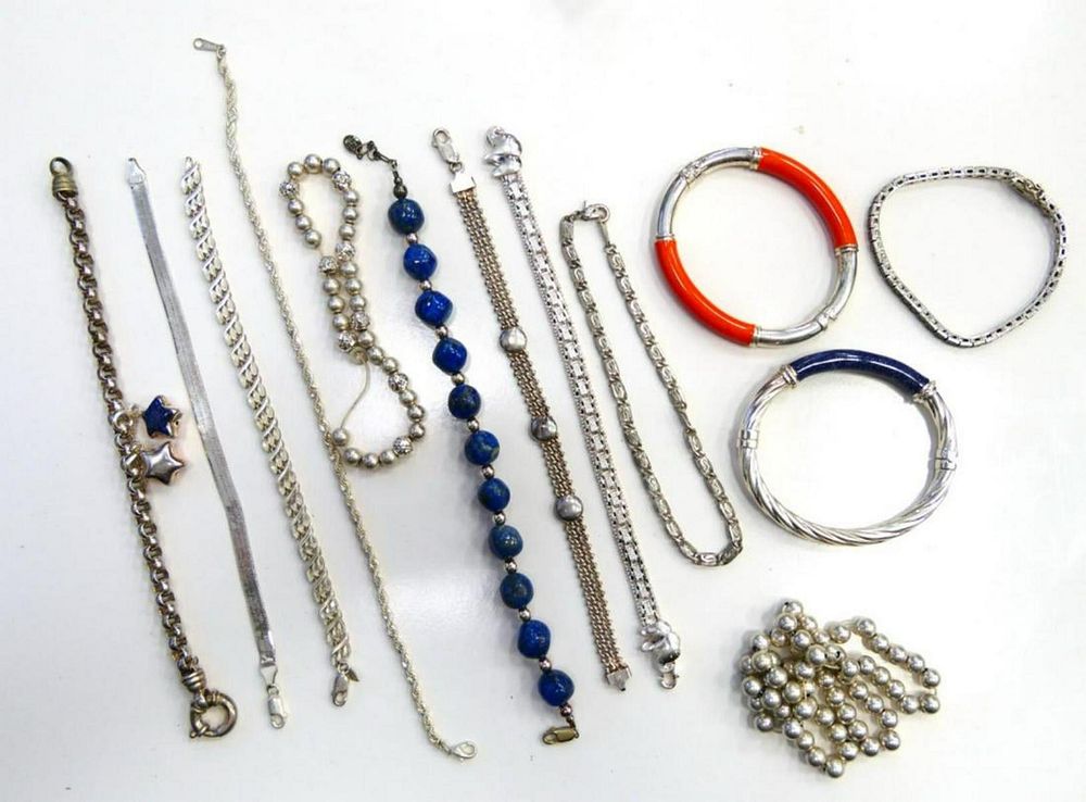 Appraisal: LOT OF STERLING SILVER SOME STONE BRACELETS LOT OF STERLING