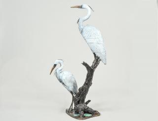 Appraisal: DUANE SCOTT American Herons Signed and No Polychromed Bronze Height