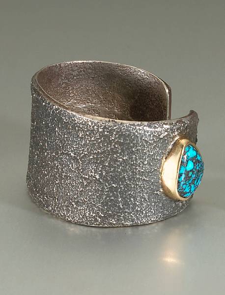 Appraisal: A Hopi bracelet Charles Loloma A silver cuff example with