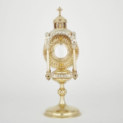 Appraisal: Continental European Arts Crafts Style Jewelled Silver-Gilt Monstrance early th