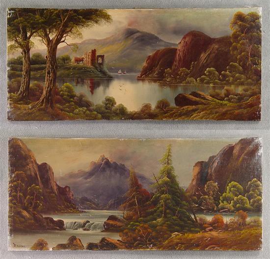 Appraisal: Pair of Unframed British Oils on Canvas th Century Showing