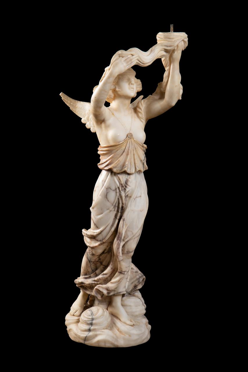 Appraisal: ITALIAN SCHOOL WINGED HERO ALABASTER LAMP Italian School Winged Hero