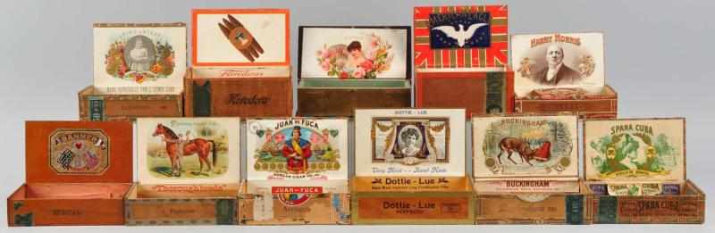 Appraisal: Large Lot of Cigar Boxes Description Nice assortment Many with