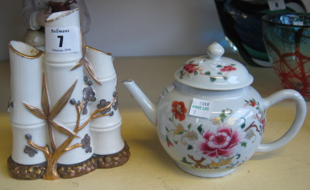 Appraisal: A Royal Worcester porcelain spill vase modelled as three stems