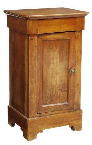 Appraisal: French fruitwood bedside cabinet early th c single frieze drawer