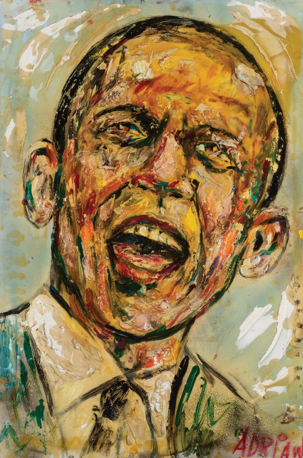 Appraisal: Adrian Fulton American New Orleans th c Obama mixed media