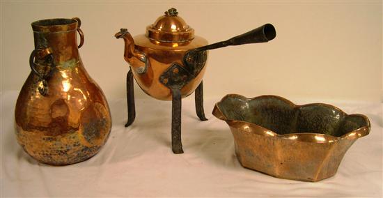 Appraisal: Copper teapot on stand double handle copper vessel and a