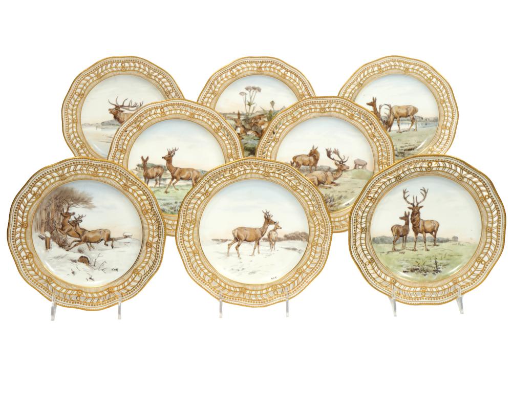 Appraisal: ROYAL COPENHAGEN PORCELAIN GAME PLATES Royal Copenhagen hand painted porcelain