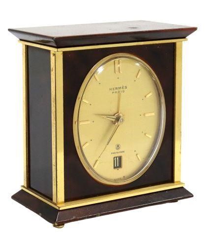 Appraisal: French travel alarm clock Hermes th c gilt metal and