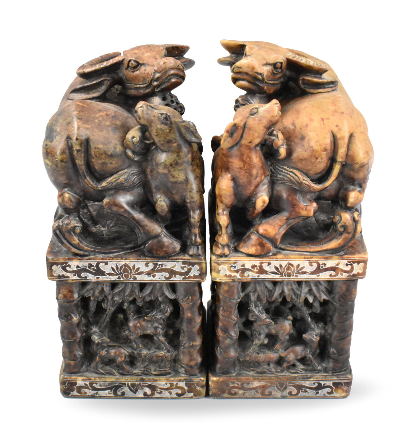 Appraisal: A pair of weighty and massive Chinese soapstone carved seals