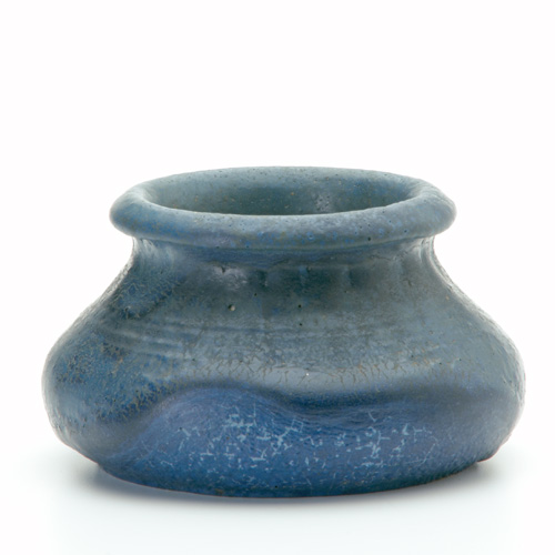 Appraisal: GRUEBY Squat vase covered in matte indigo glaze Impressed circular