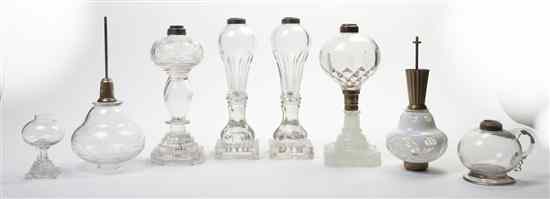 Appraisal: Six American Whale Oil Lamps comprising a pair attributed to